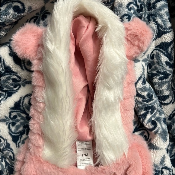 Little Lass 12 month Baby Girl Ight Pink and White Hooded Dressy Vest ECU - Picture 7 of 12